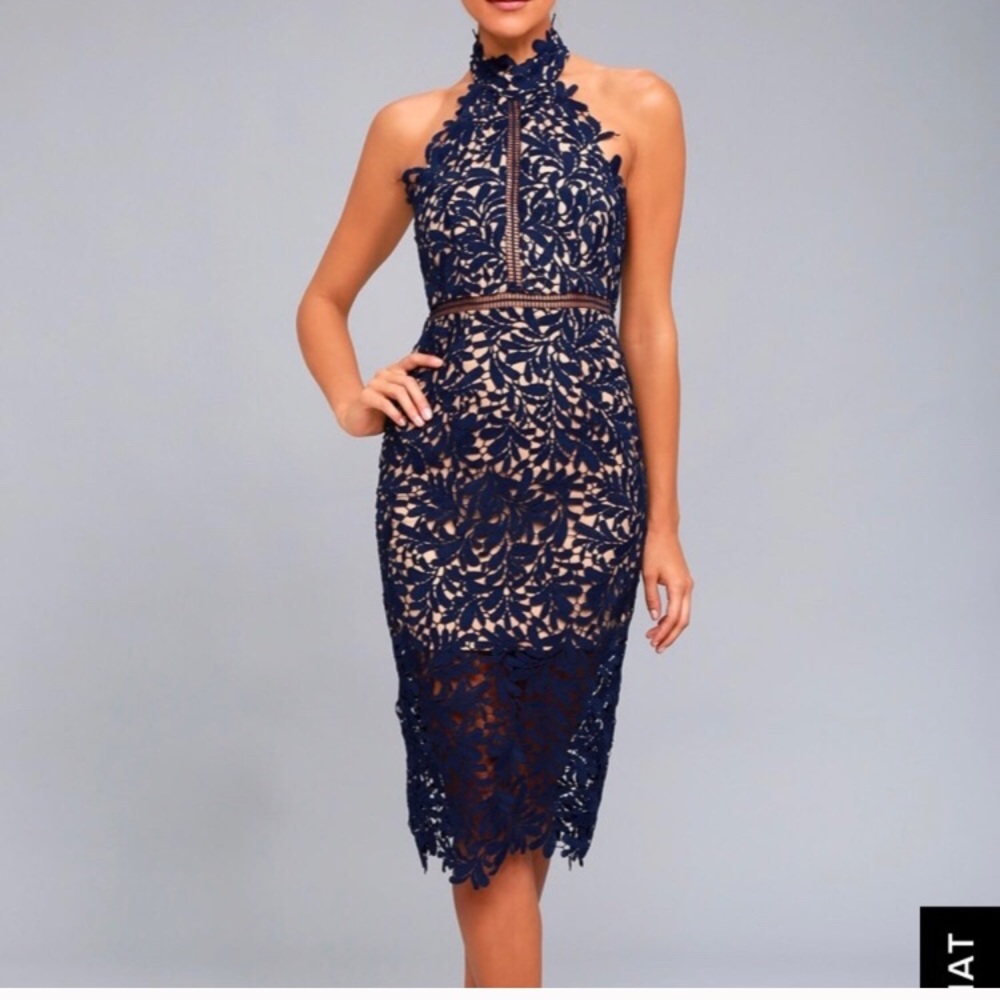Lulus lace midi dress - Navy blue